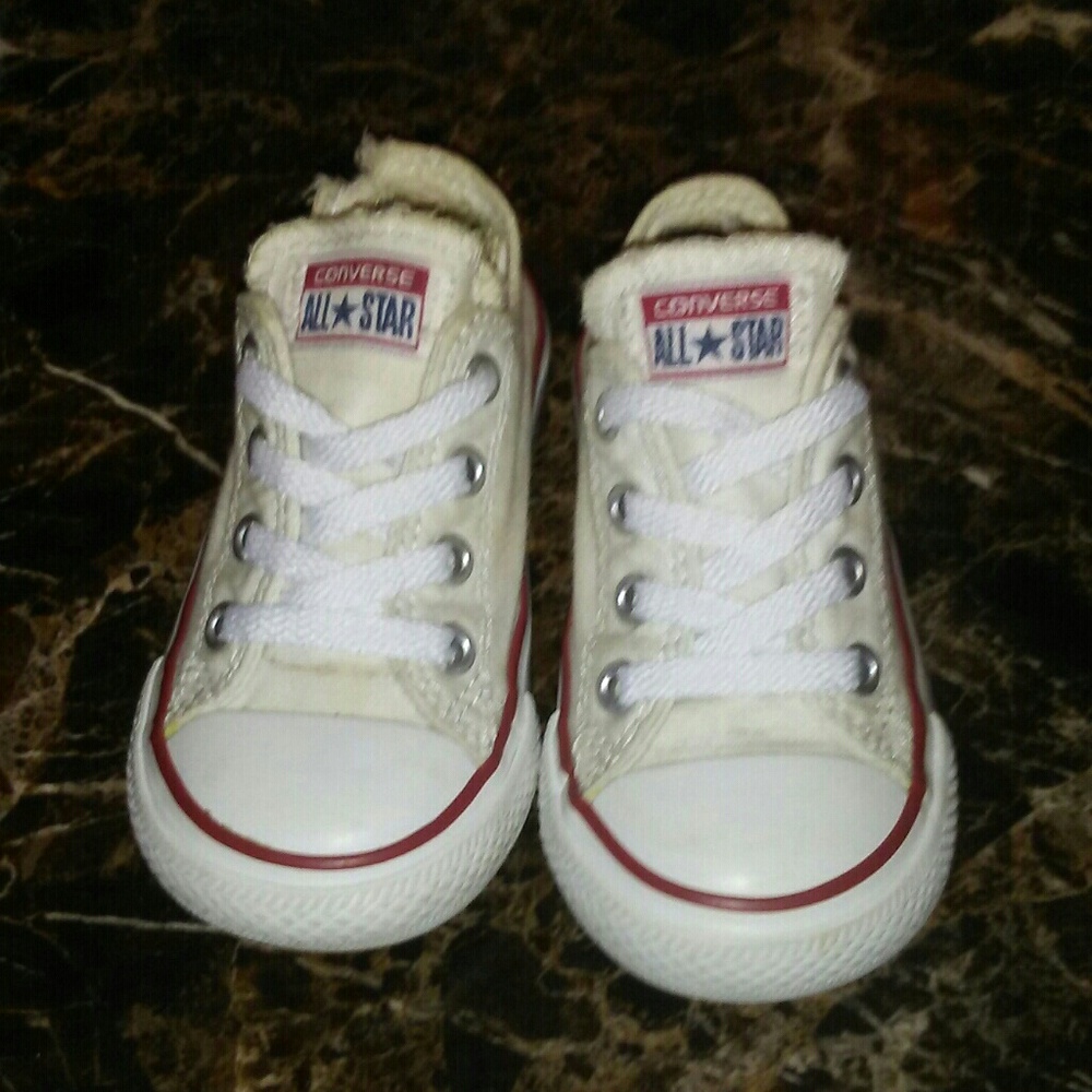 White toddler Converse shoes